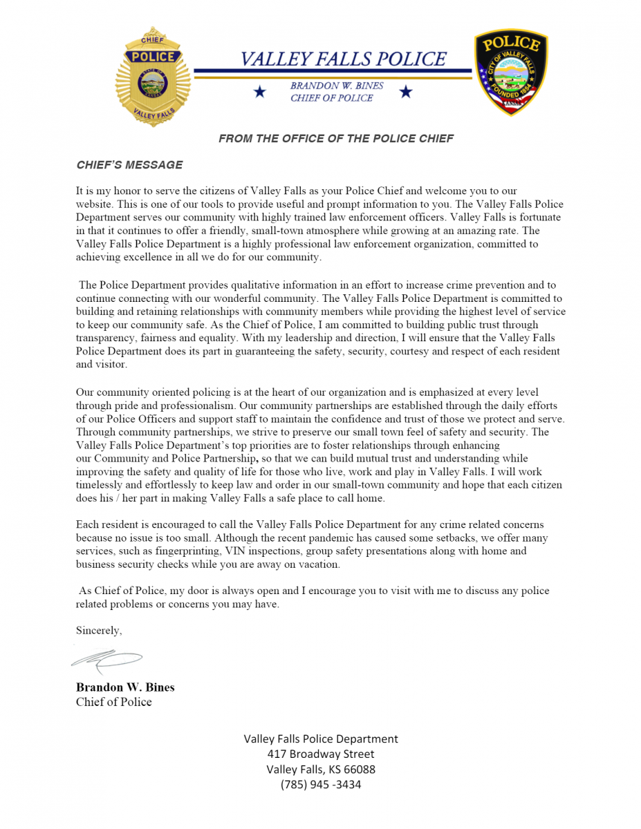 Chief's Message